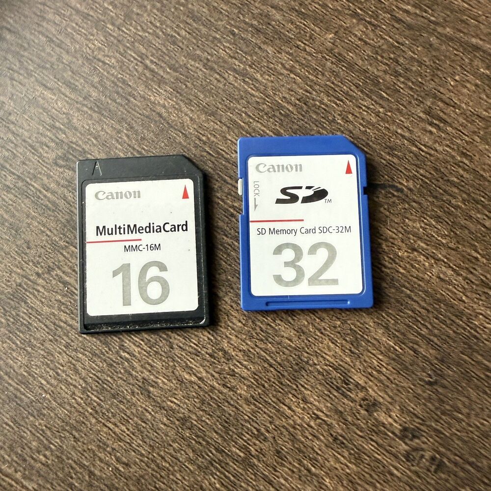 Lot of 2 Canon 16MB and 32MBSD CARD FOR EARLY DIGITAL CAMERA CAMCORDER SDC OEM